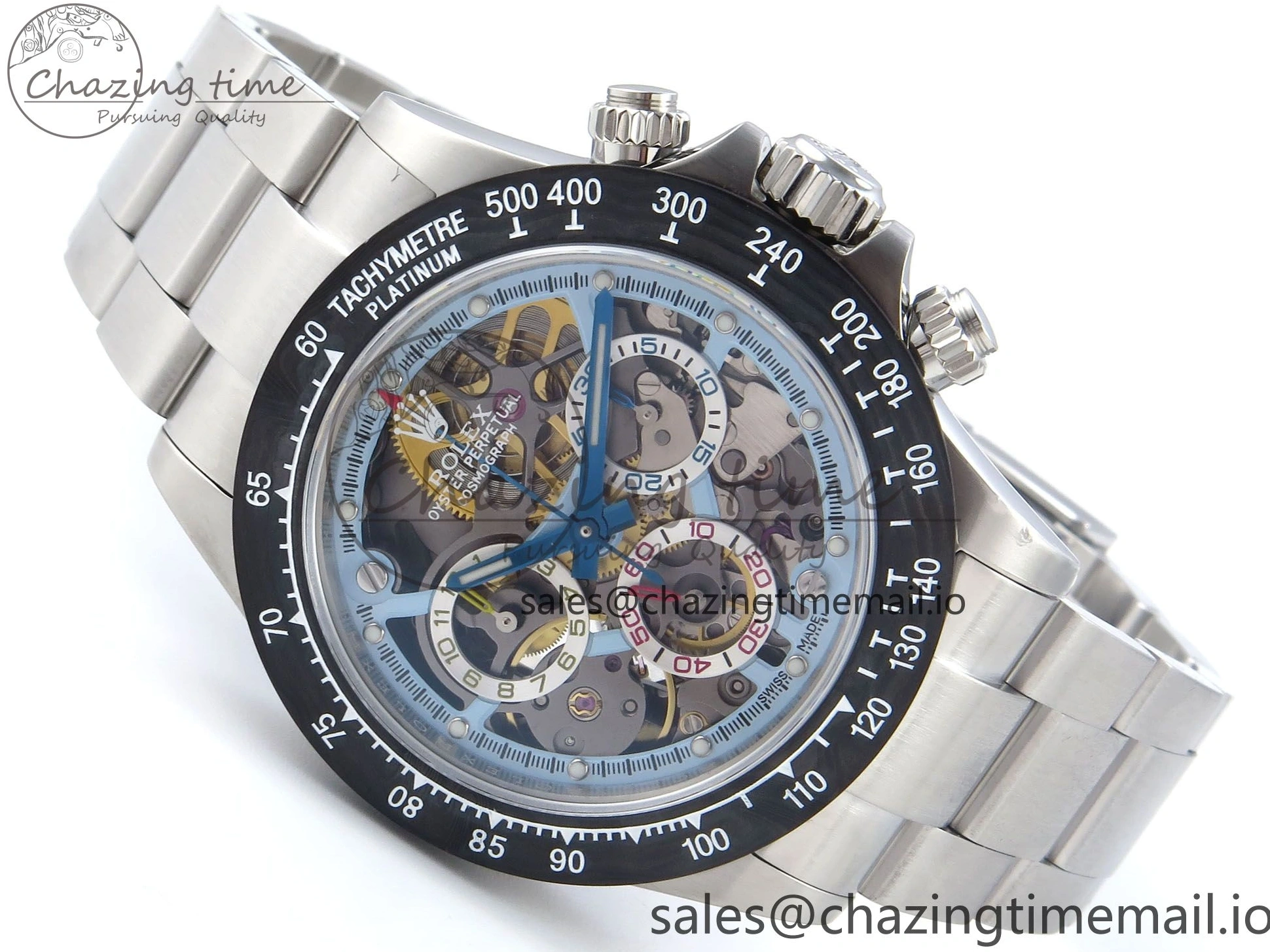 AAA Replica Watches Daytona Edition Bracelet Dial SS Carbon Best on Durable SS Skeleton Bezel DD 369 Artisans GETF 1229